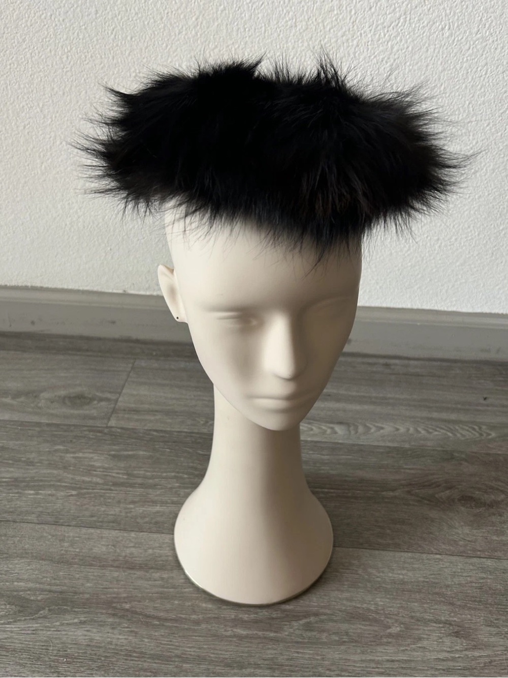 Vintage Black Real Fox Fur Hat 20” Cossack Toque Pillbox 60s 70s Glam